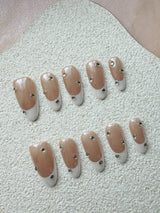 Sparkling Rhinestone White French