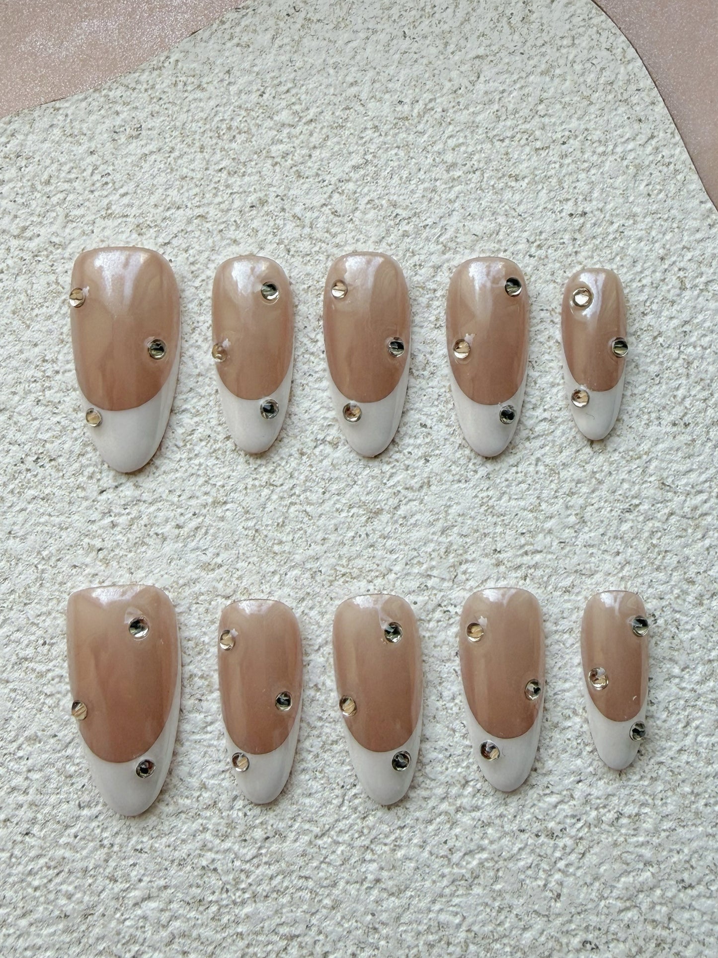 Sparkling Rhinestone White French