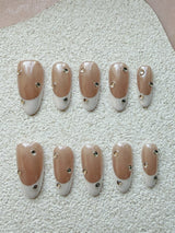 Sparkling Rhinestone White French