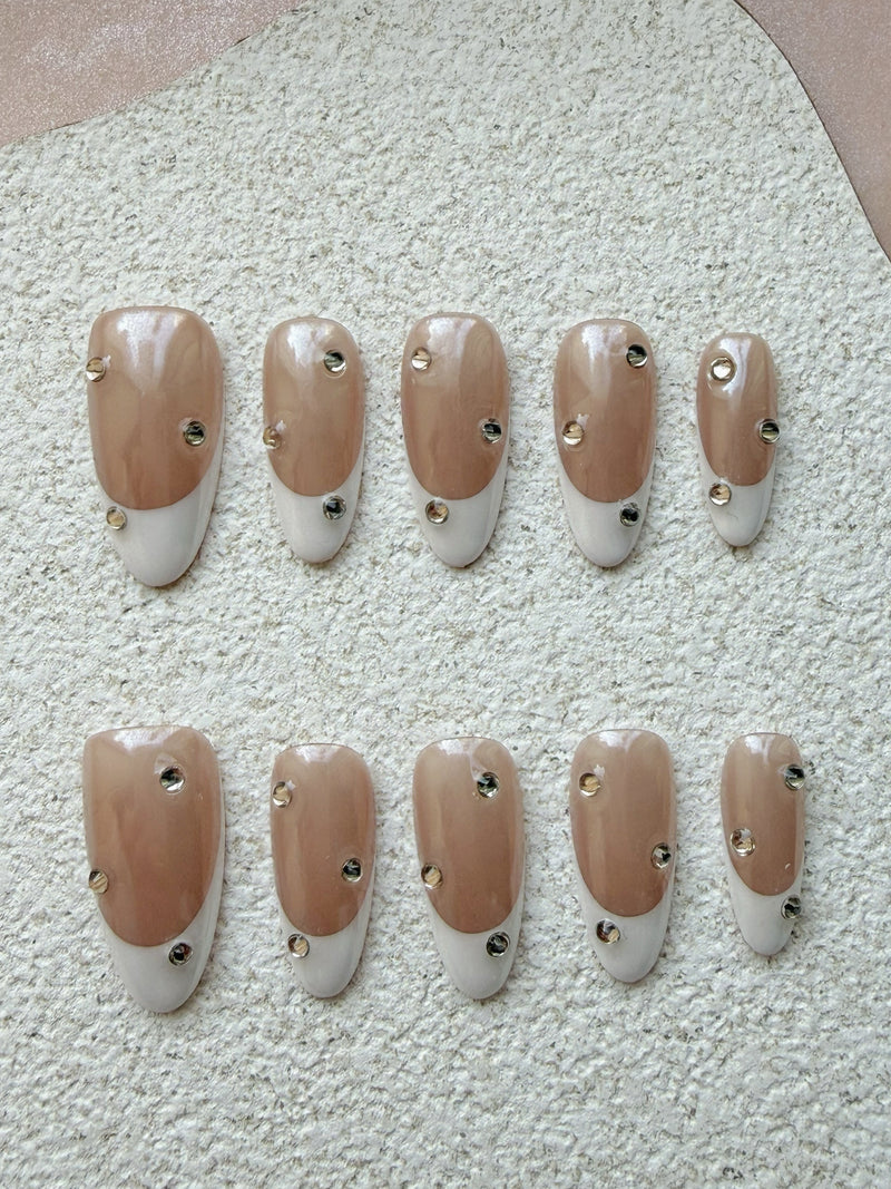 Sparkling Rhinestone White French