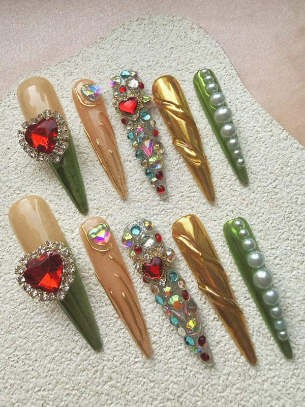 Green & Gold Jewel Glam