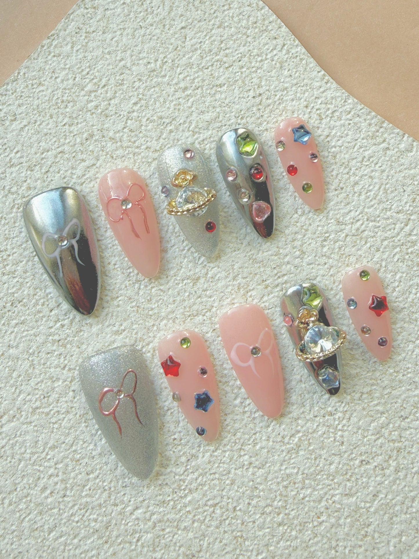Silver Pink Glitter Rhinestones