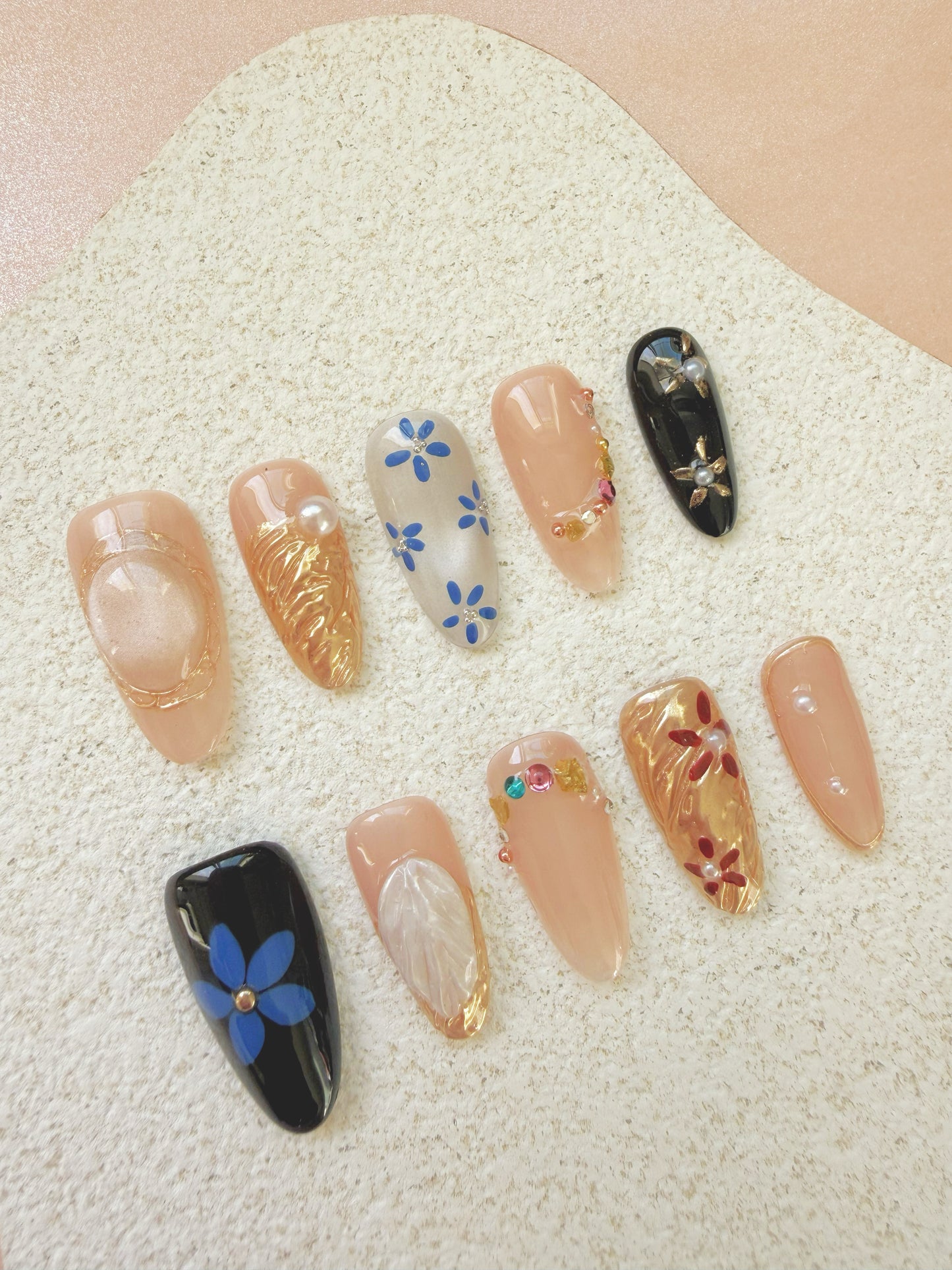 Blue Gold Floral